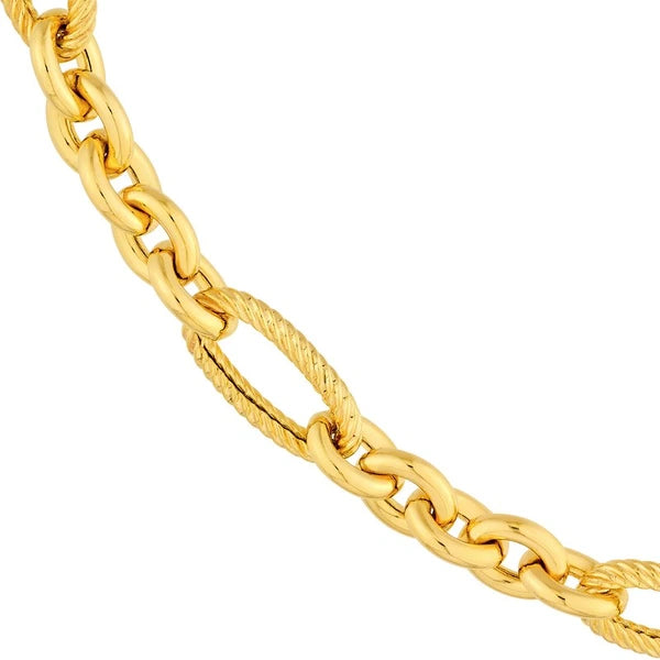 Hollow AlterN/Ating Twisted Oval Link 5+1 Chain Necklace