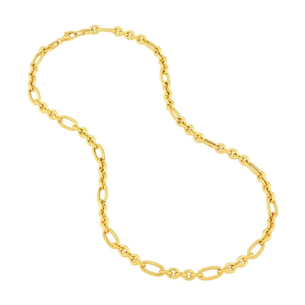 Hollow AlterN/Ating Twisted Oval Link 5+1 Chain Necklace