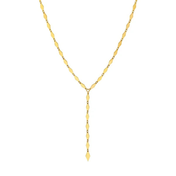 Mirror Diamond Shape Link Lariat Necklace