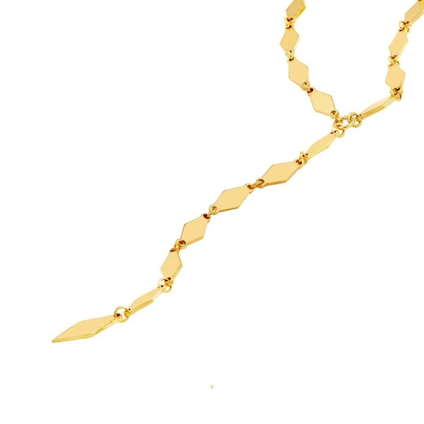 Mirror Diamond Shape Link Lariat Necklace