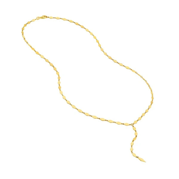Mirror Diamond Shape Link Lariat Necklace