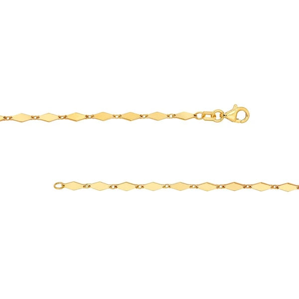 Mirror Diamond Shape Link Lariat Necklace