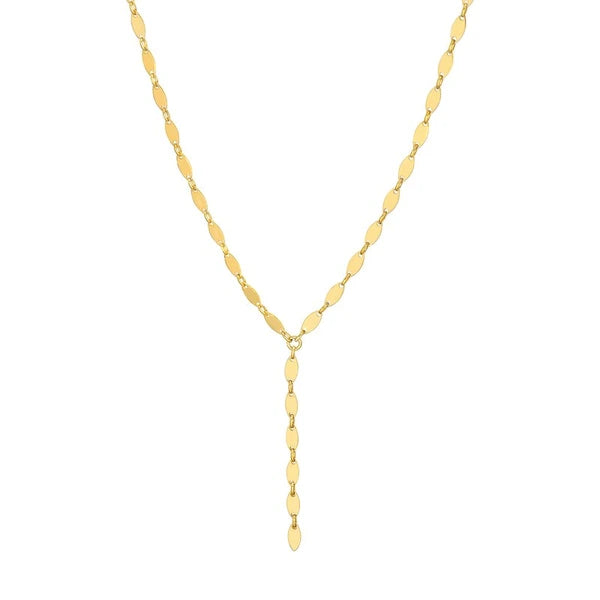 Mirror Oval Shape Link Lariat Necklace