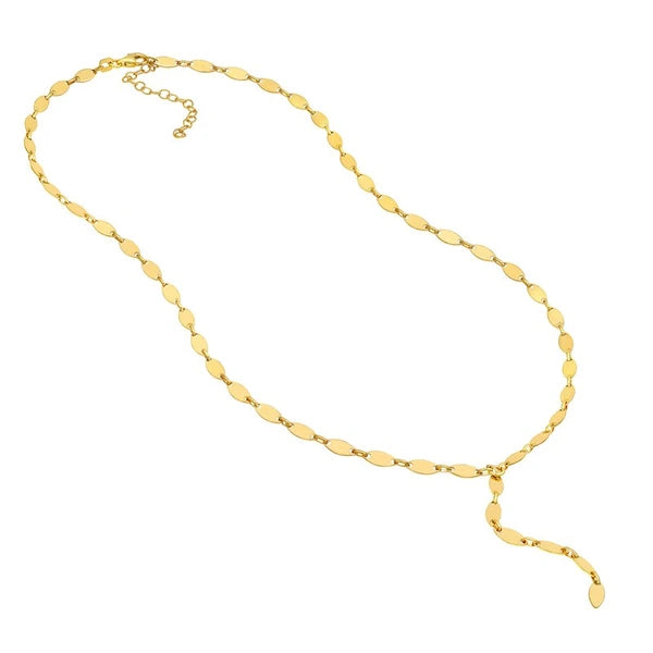 Mirror Oval Shape Link Lariat Necklace