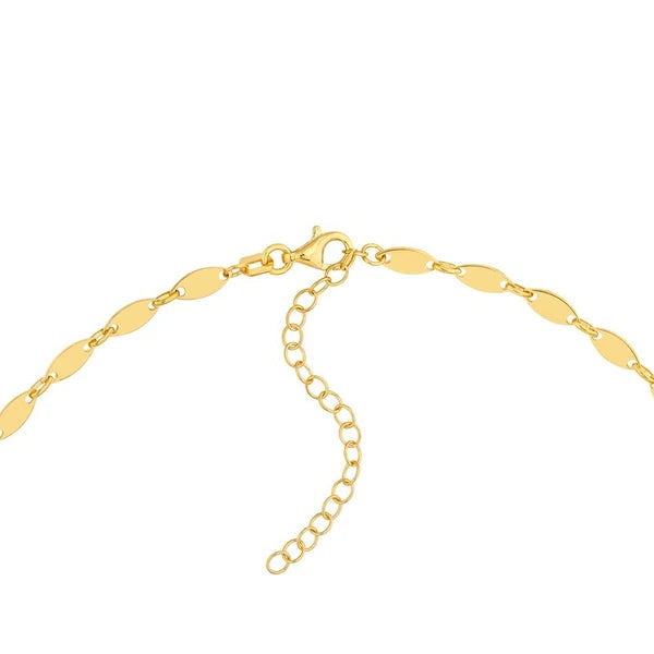 Mirror Oval Shape Link Lariat Necklace