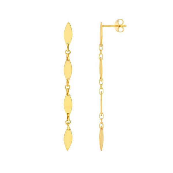 Mirror Long Diamond Shape Link Dangle Earrings