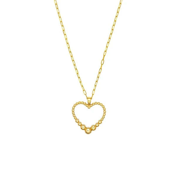 Graduated Beaded Heart Pendant Necklace