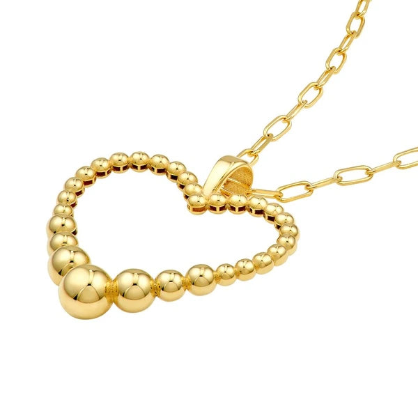 Graduated Beaded Heart Pendant Necklace