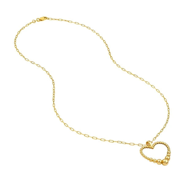 Graduated Beaded Heart Pendant Necklace