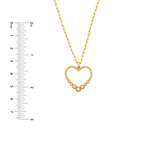 Graduated Beaded Heart Pendant Necklace