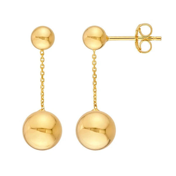 Large Bead Cable Chain Dangle Earrings