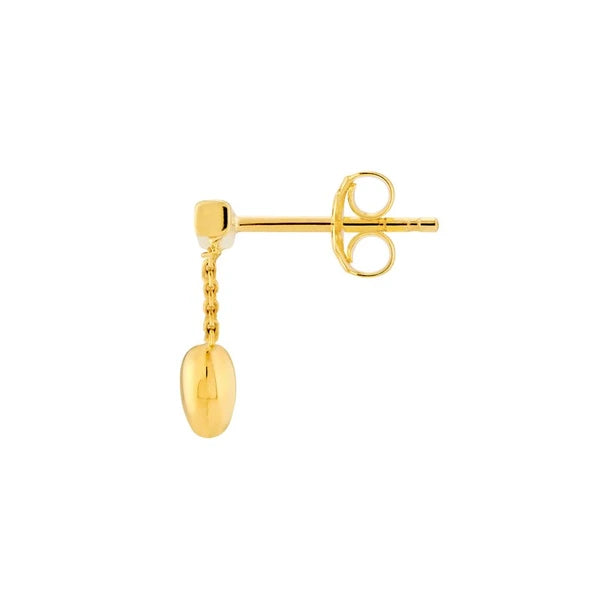 Horizontal Bar Earrings with Dangle Heart Chain