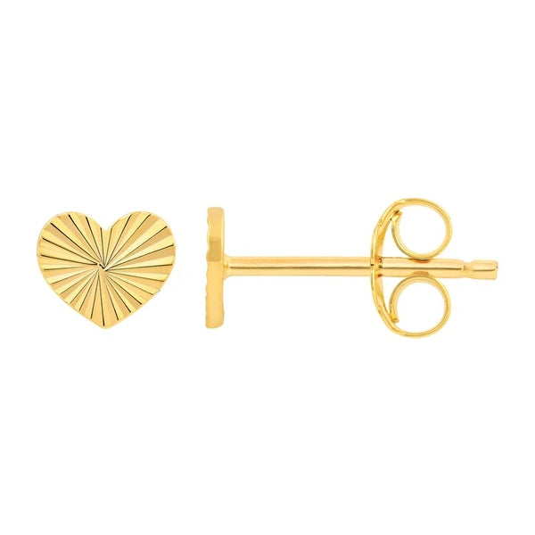 Small Fluted Heart Stud Earrings