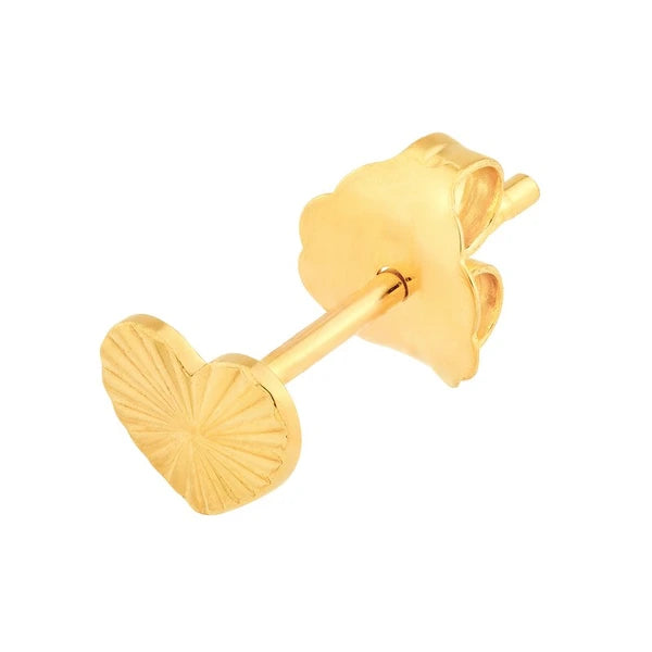Small Fluted Heart Stud Earrings