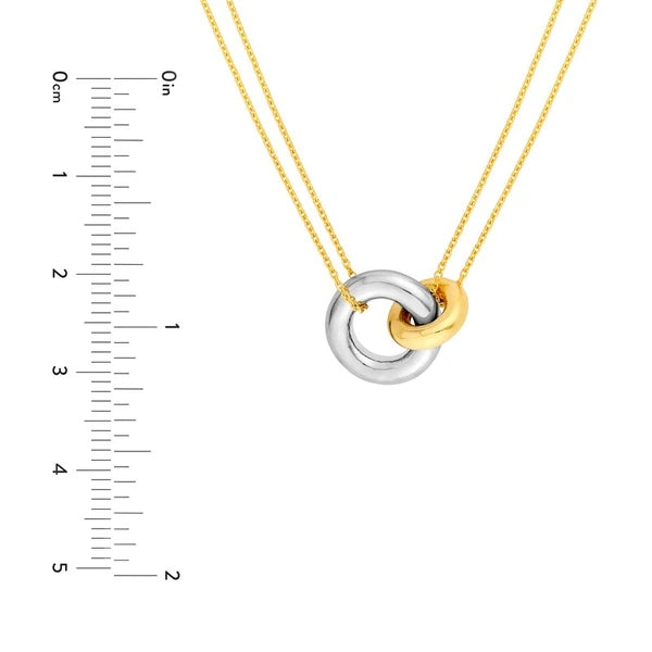 Two Tone Double Chain Interlocking Circle Necklace