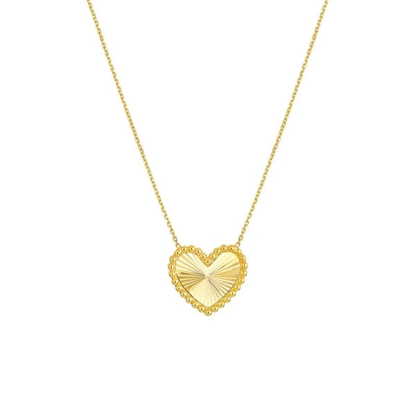 Beaded Border Radiant Heart Necklace