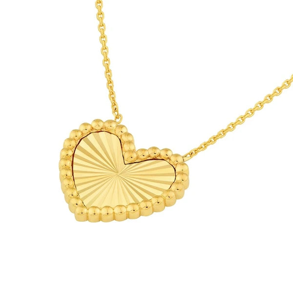 Beaded Border Radiant Heart Necklace