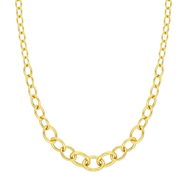 Hollow Graduated Oval Link Necklace