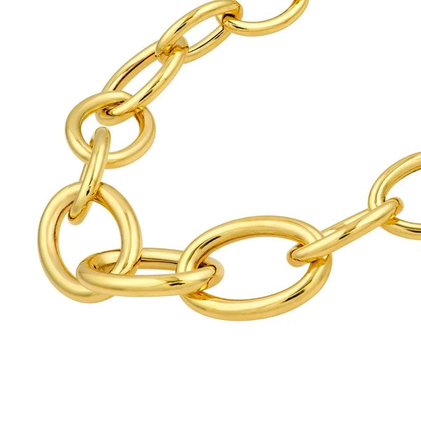 Hollow Graduated Oval Link Necklace