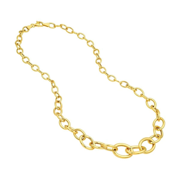 Hollow Graduated Oval Link Necklace