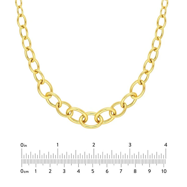 Hollow Graduated Oval Link Necklace