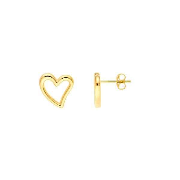 Open Wavy Heart Stud Earrings