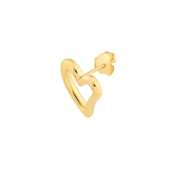 Open Wavy Heart Stud Earrings