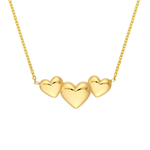 Grouped 3 Hearts Cable Necklace