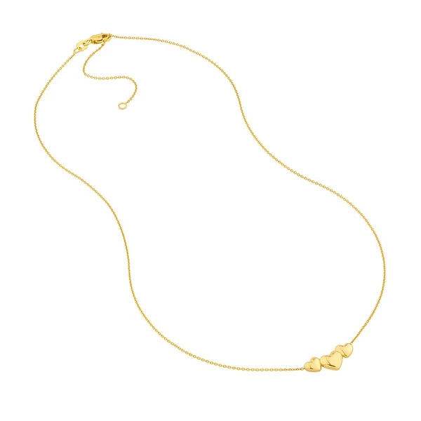 Grouped 3 Hearts Cable Necklace