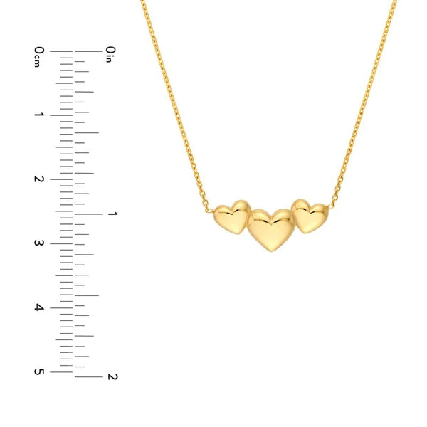 Grouped 3 Hearts Cable Necklace