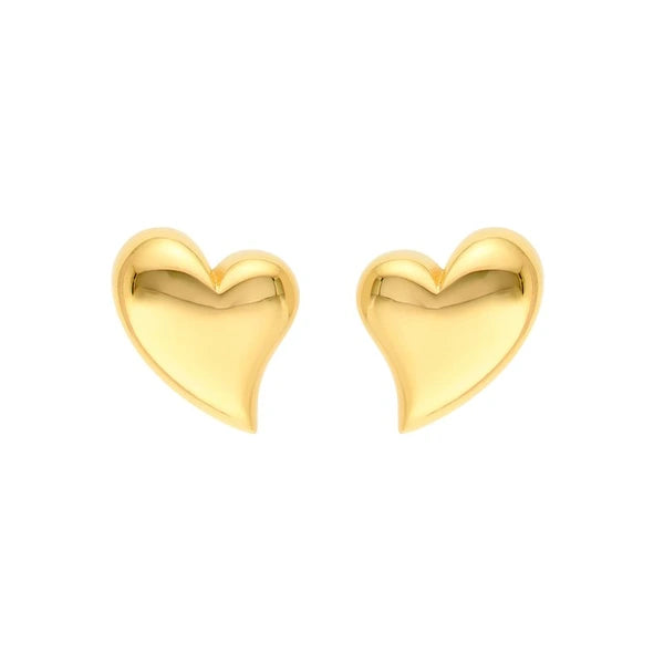 Wavy Polished Large Heart Stud Earrings