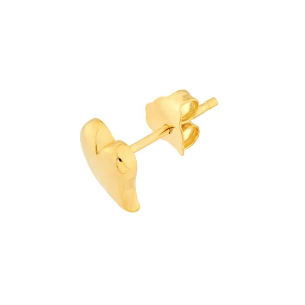 Wavy Polished Large Heart Stud Earrings