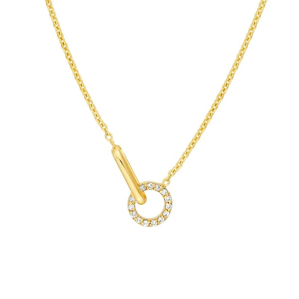 1/15tcw Diamond Round Link to Oval Necklace