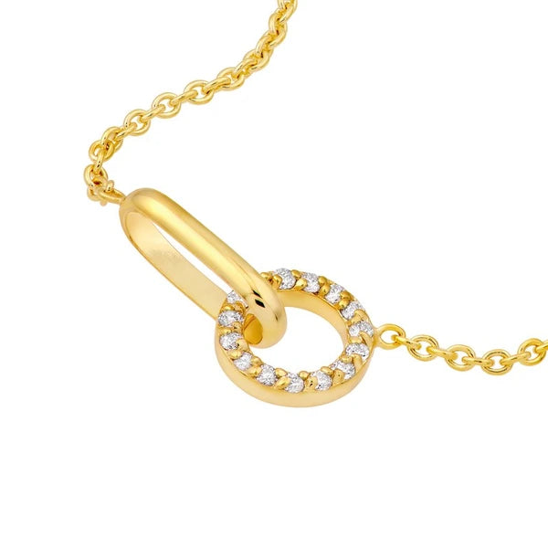 1/15tcw Diamond Round Link to Oval Necklace