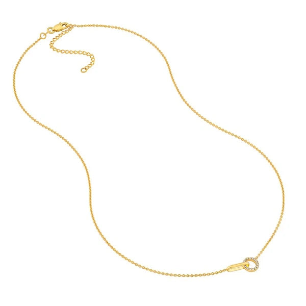 1/15tcw Diamond Round Link to Oval Necklace
