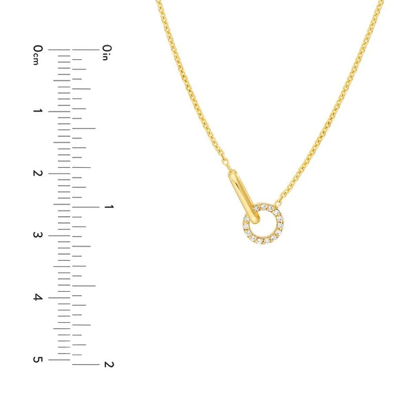 1/15tcw Diamond Round Link to Oval Necklace
