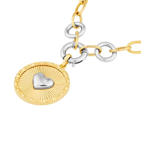 Two Tone Fluted Heart Charm