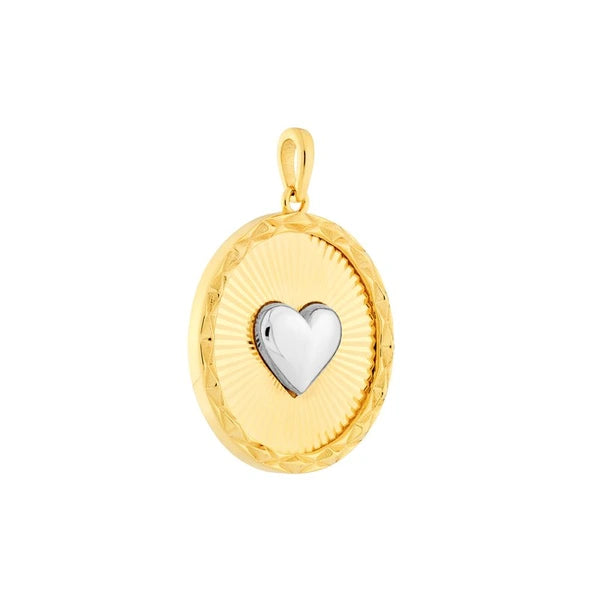Two Tone Fluted Heart Charm