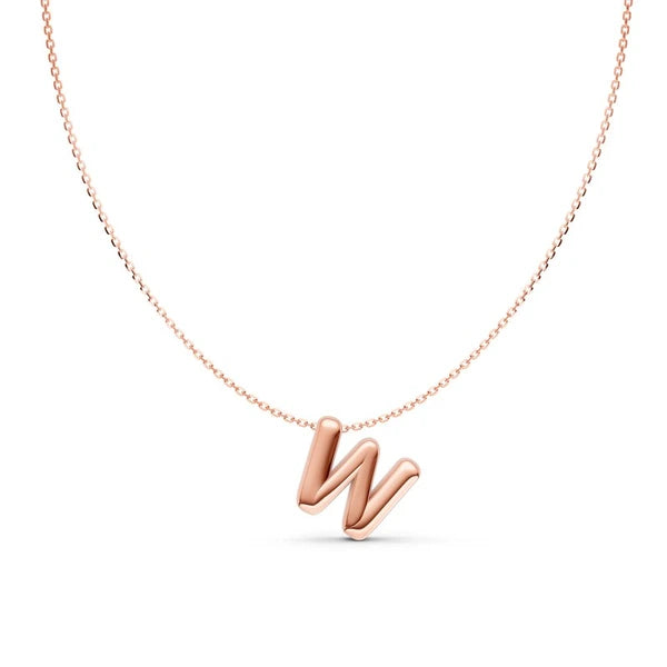 Puffy Bubble Initial ‘W’ Necklace