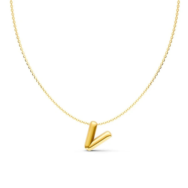 Puffy Bubble Initial ‘V’ Necklace
