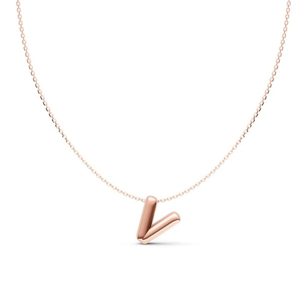 Puffy Bubble Initial ‘V’ Necklace
