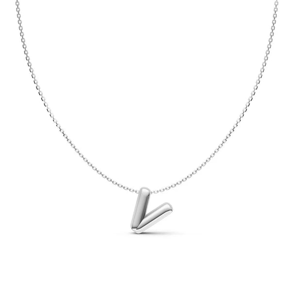 Puffy Bubble Initial ‘V’ Necklace