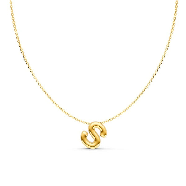 Puffy Bubble Initial ‘S’ Necklace