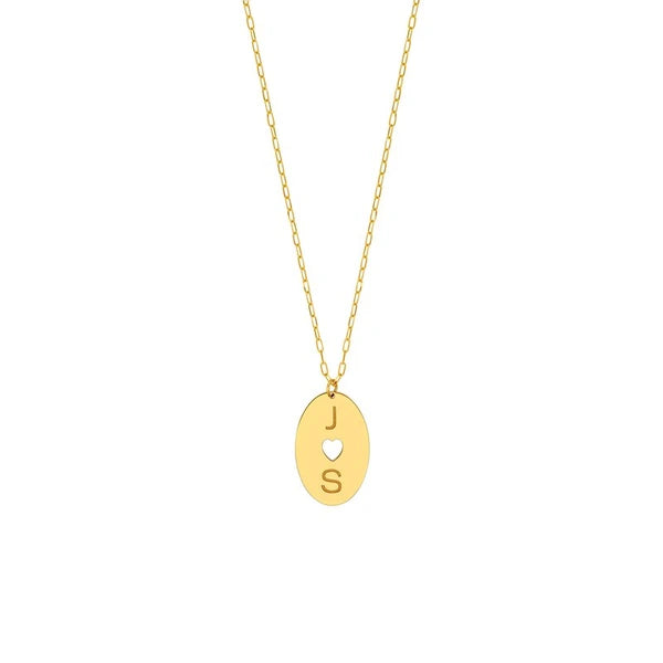 Cutout Heart Engravable Disk Paper Clip Necklace