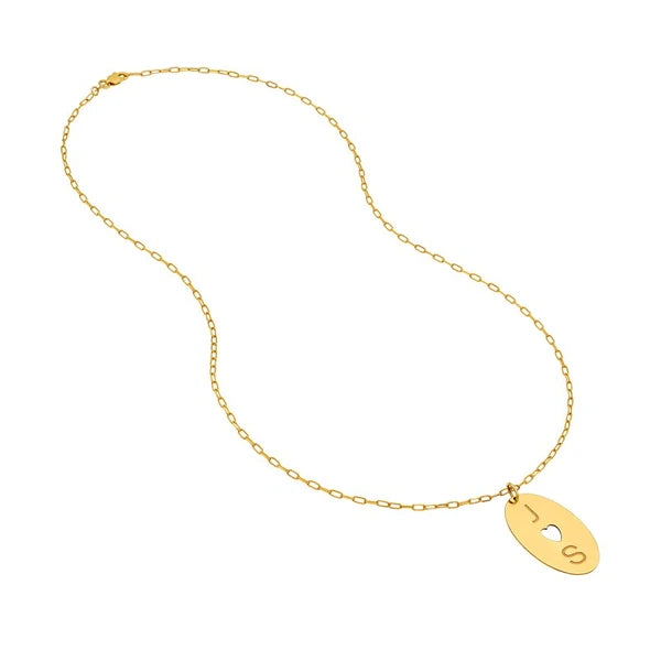 Cutout Heart Engravable Disk Paper Clip Necklace
