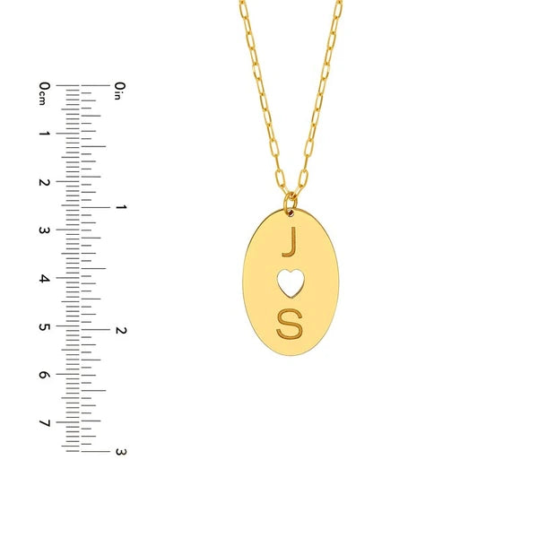 Cutout Heart Engravable Disk Paper Clip Necklace