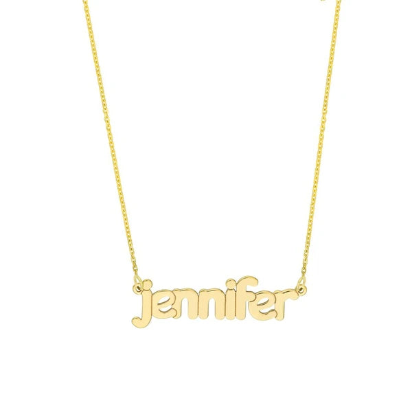 5mm Bubble Font N/Ameplate Necklace