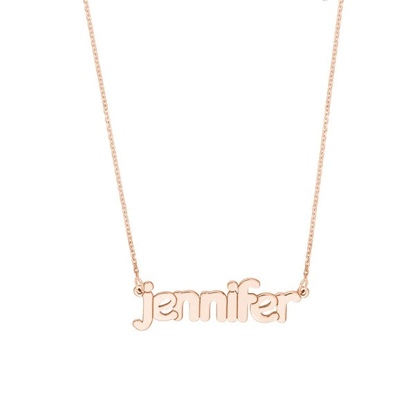 5mm Bubble Font N/Ameplate Necklace