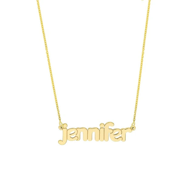 5mm Bubble Font N/Ameplate Necklace