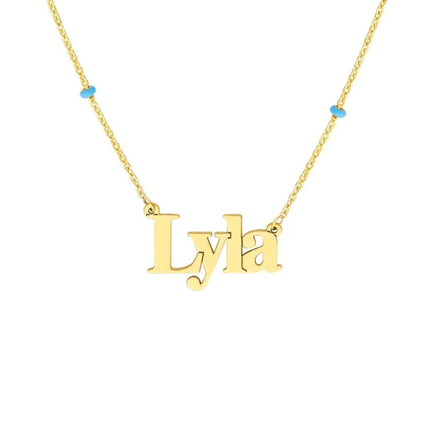 EN/Amel Bead N/Ameplate Necklace
